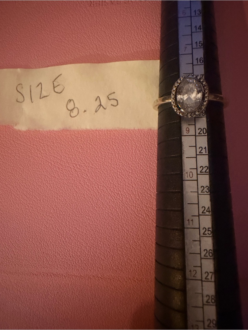 Oval Clear Crystal Halo Ring in Silver Tone faux diamond accent Women Size 8.25